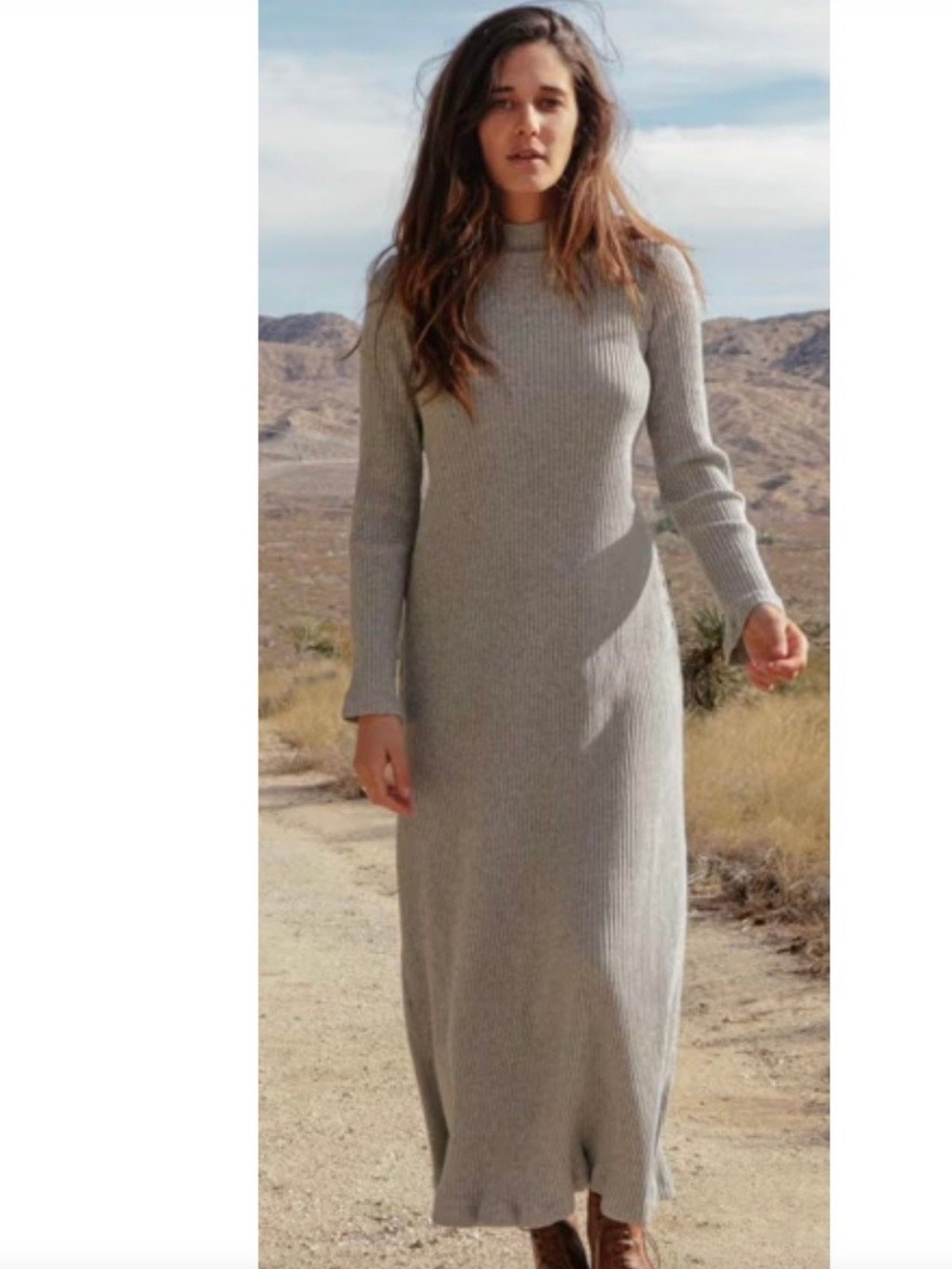 Christy Dawn Gray Ribbed Sweater Dress Deadstock Recycled Size Small